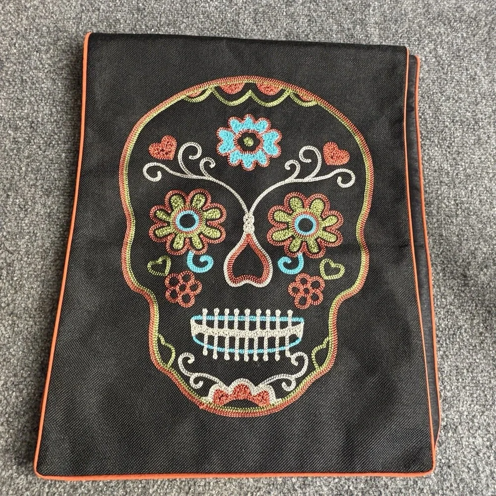 Day of the Dead Table Runner Halloween Sugar Skulls
